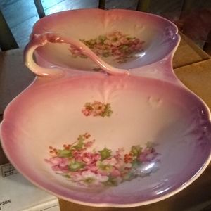 Vintage Pink Floral Print Double Sided Dish